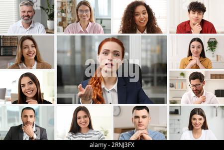 Collage with photos of different men and women Stock Photo