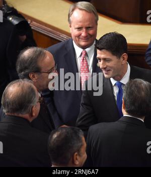 (170103) -- WASHINGTON, Jan. 3, 2017 -- Paul Ryan is congratulated after being re-elected as House Speaker during the opening of the 115th U.S. Congress on Capitol Hill in Washington D.C., the United States, on Jan. 3, 2017. The 115th U.S. Congress convenes on Tuesday with Republican Paul Ryan re-elected as House Speaker as expected while outgoing Vice President Joe Biden presides over the old Senate chamber for the last time. ) U.S.-WASHINGTON D.C.-HOUSE SPEAKER-PAUL RYAN YinxBogu PUBLICATIONxNOTxINxCHN   Washington Jan 3 2017 Paul Ryan IS congratulated After Being right Elected As House Spea Stock Photo