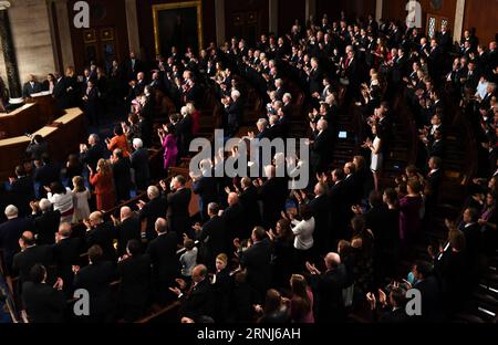 USA: 115. Kongress wählt Paul Ryan erneut zum Sprecher des Repräsentantenhauses (170103) -- WASHINGTON, Jan. 3, 2017 -- Members of the House of Representatives applaud after Paul Ryan being re-elected as House Speaker during the opening of the 115th U.S. Congress on Capitol Hill in Washington D.C., the United States, on Jan. 3, 2017. The 115th U.S. Congress convenes on Tuesday with Republican Paul Ryan re-elected as House Speaker as expected while outgoing Vice President Joe Biden presides over the two chambers for the last time. ) U.S.-WASHINGTON D.C.-115TH U.S. CONGRESS-OPENING YinxBogu PUBL Stock Photo