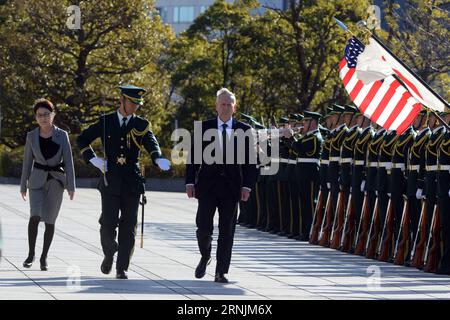 (170204) -- TOKYO, Feb. 4, 2017 -- U.S. Defense Secretary James Mattis (3rd L) and his Japanese counterpart Tomomi Inada (1st L) review the guard of honor in Tokyo, Japan, Feb. 4, 2017. )(gj) JAPAN-U.S.-DEFENSE MINISTER-TALKS MaxPing PUBLICATIONxNOTxINxCHN   Tokyo Feb 4 2017 U S Defense Secretary James Mattis 3rd l and His Japanese Part Tomomi Inada 1st l REVIEW The Guard of HONOR in Tokyo Japan Feb 4 2017 GJ Japan U S Defense Ministers Talks MaxPing PUBLICATIONxNOTxINxCHN Stock Photo