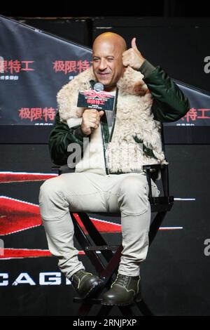 170210 beijing feb 9 2017 actor vin diesel addresses the premiere of film xxx the return of xander cage in beijing capital of china feb 9 2017 this paramount s film the third one in the xxx franchise will be screened in the chinese mainland on feb 9 ry china beijing film premiere cn zhengxhuansong publicationxnotxinxchn 170210 beijing feb 9 2017 actor vin diesel addresses the premiere of film xxx the return of xander cage in beijing capital of china feb 9 2017 this paramount s film the third one in the xxx franchise will be screened in the chinese mainland on feb 9