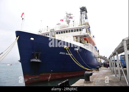 (170212) -- BEIJING, Feb. 12, 2017 -- The U.S. drilling ship JOIDES Resolution is docked at a port in Hong Kong, south China, Feb. 8, 2017. Dozens of scientists from different countries are set to start an expedition to the South China Sea, to explore the formation of the sea as part of the International Ocean Discovery Program (IODP). In the first of two expeditions, 33 scientists from China, the United States, France and other countries boarded the drilling ship on Wednesday. ) XINHUA PHOTO WEEKLY CHOICES ZhangxJiansong PUBLICATIONxNOTxINxCHN   Beijing Feb 12 2017 The U S Drilling Ship JOIDE Stock Photo