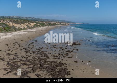 Scenic panoramic aerial Crystal Cove Beach vista, Newport Coast, Newport Beach, Southern California Stock Photo