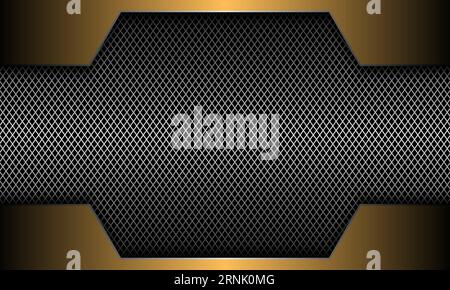 metal background design with gold frame Stock Vector