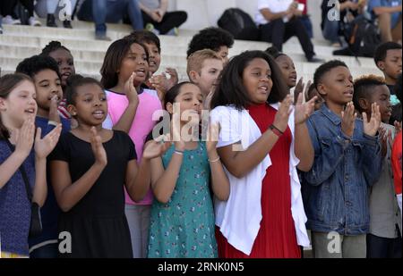 (170224) -- WASHINGTON, Feb. 24, 2017 -- Students of Watkins Elementary School participate in the 13th annual reading of Martin Luther King s I Have a Dream speech event at Lincoln Memorial in Washington D.C., capital of the United States, on Feb. 24, 2017 to commemorate the civil rights leader. ) U.S.-WASHINGTON D.C.-MARTIN LUTHER KING-COMMEMORATION BaoxDandan PUBLICATIONxNOTxINxCHN   Washington Feb 24 2017 Students of Watkins Elementary School participate in The 13th Annual Reading of Martin Luther King S I have a Dream Speech Event AT Lincoln Memorial in Washington D C Capital of The United Stock Photo