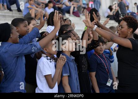 (170224) -- WASHINGTON, Feb. 24, 2017 -- Students of Watkins Elementary School and their teacher participate in the 13th annual reading of Martin Luther King s I Have a Dream speech event at Lincoln Memorial in Washington D.C., capital of the United States, on Feb. 24, 2017 to commemorate the civil rights leader. ) U.S.-WASHINGTON D.C.-MARTIN LUTHER KING-COMMEMORATION BaoxDandan PUBLICATIONxNOTxINxCHN   Washington Feb 24 2017 Students of Watkins Elementary School and their Teacher participate in The 13th Annual Reading of Martin Luther King S I have a Dream Speech Event AT Lincoln Memorial in Stock Photo