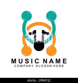 Note Music Logo Design, Sound Wave Logo Illustration, Company Brand Vector Stock Vector