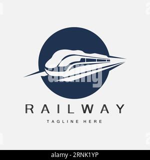 Train Logo Design. Fast Train Track Vector, Fast Transport Vehicle Illustration Stock Vector