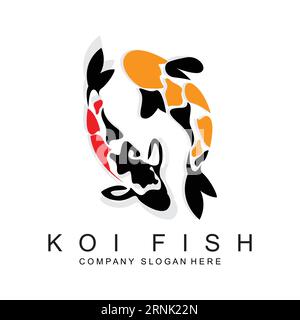 Koi Fish Logo Design, Ornamental Fish Vector, Aquarium Ornament Illustration Brand product Stock Vector