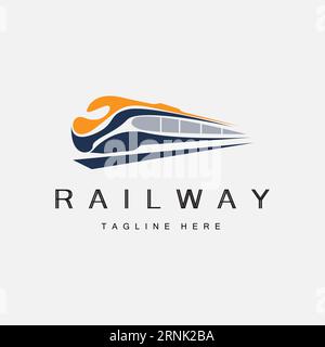 Train Logo Design. Fast Train Track Vector, Fast Transport Vehicle Illustration Stock Vector