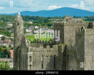 Close up view of the Gothic cathedral of Rock of Cashel Stock Photo