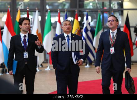 (170309) -- BRUSSELS, March 9, 2017 -- Hungarian Prime Minister Viktor Orban (C) arrives for the EU spring summit in Brussels, Belgium, on March 9, 2017. The European Council kicked off its spring summit on Thursday afternoon. ) BELGIUM-BRUSSELS-EU-SPRING SUMMIT GongxBing PUBLICATIONxNOTxINxCHN   Brussels March 9 2017 Hungarian Prime Ministers Viktor Orban C arrives for The EU Spring Summit in Brussels Belgium ON March 9 2017 The European Council kicked off its Spring Summit ON Thursday Noon Belgium Brussels EU Spring Summit GongxBing PUBLICATIONxNOTxINxCHN Stock Photo
