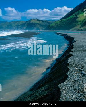 Mouth of Mattole River, King Range National Conservation Area, The Lost Coast, Humboldt County, California Stock Photo