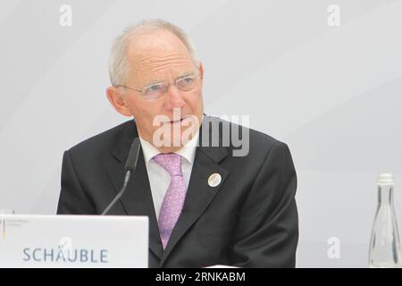 (170317) -- BADEN-BADEN (GERMANY), March 17, 2017 -- German Finance Minister Wolfgang Schaeuble attends a press conference in Baden-Baden, Germany on March 17, 2017. The Organisation for Economic Co-operation and Development (OECD) on Friday called on countries to consider inclusiveness as the prime object when deploying economic reform policies. ) GERMANY-BADEN-BADEN-OECD-PRESS CONFERENCE ZhangxYuan PUBLICATIONxNOTxINxCHN   bath bath Germany March 17 2017 German Finance Ministers Wolfgang Schaeuble Attends a Press Conference in bath bath Germany ON March 17 2017 The Organization for Economic Stock Photo