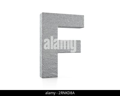 Foil letter F on a white background. 3d illustration. Stock Photo