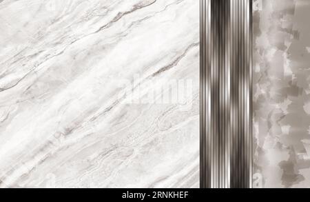 3d mural wallpaper. white, gray marble and silver lines. modern background wall bedroom decor Stock Photo