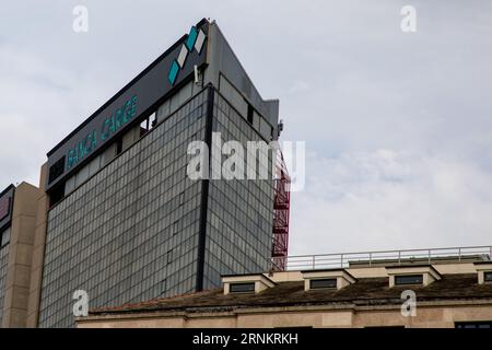 Milan , Italy  - 08 17 2023 : Banca Carige logo brand and text sign bank on building milan branch signage Cassa di Risparmio di Genova e Imperia Itali Stock Photo