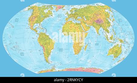 Physical Projection World Map. Wagner VII projection. Futuristic world illustration for ...