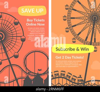 Amusement park, buy tickets online, subscribe Stock Vector