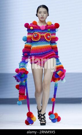 (170518) -- BEIJING, May 18, 2017 -- A model presents a creation designed by graduates of Sino-French IFA Institute of Fashion Designer of Shanghai University of Engineering Science at the China Graduate Fashion Show in Beijing, capital of China, May 18, 2017. ) (lb) CHINA-BEIJING-CHINA GRADUATE FASHION SHOW (CN) ChenxJianli PUBLICATIONxNOTxINxCHN   Beijing May 18 2017 a Model Presents a Creation designed by graduates of SINO French IFA Institute of Fashion Designers of Shanghai University of Engineering Science AT The China Graduate Fashion Show in Beijing Capital of China May 18 2017 LB Chin Stock Photo