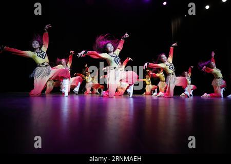 (170519) -- BRUSSELS, May 19, 2017 -- Dancers from north China s Inner Mongolia Autonomous Region perform traditional ethnic dance at the opening of the 3rd China Arts Festival in the EU in Brussels, Belgium, May 18, 2017. )(zhf) BELGIUM-BRUSSELS-CHINA-EU ART FESTIVAL-OPENING YexPingfan PUBLICATIONxNOTxINxCHN   Brussels May 19 2017 Dancers from North China S Inner Mongolia Autonomous Region perform Traditional Ethnic Dance AT The Opening of The 3rd China Arts Festival in The EU in Brussels Belgium May 18 2017 zhf Belgium Brussels China EU Art Festival Opening YexPingfan PUBLICATIONxNOTxINxCHN Stock Photo