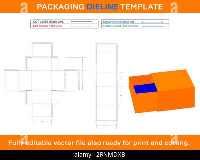 Wood Match Box, Die line Template Stock Vector