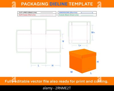 Box With Lid, Fever Gift Box Die line Template Stock Vector