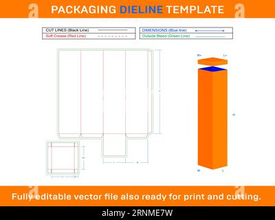 Wine Box With Lid Favour Gift Box Die line Template Stock Vector