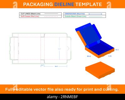 Pizza Box, Gift box, Storage Box, Die line Template Stock Vector