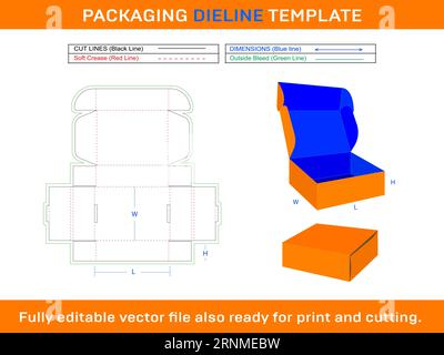 Mailer Box, Gift Box, Storage Box Die line Template SVG, Ai, EPS, PDF, DXF, JPG, PNG File Stock Vector