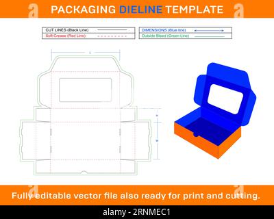 Rectangle Box, Gift Box, Die line Template Stock Vector