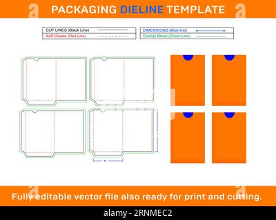 Gift Card Envelope Die line Template, SVG, EPS, PDF, DXF, Ai, PNG, JPEG Stock Vector