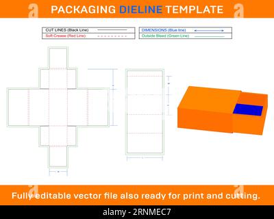 Slide Match Box, Die line Template Stock Vector