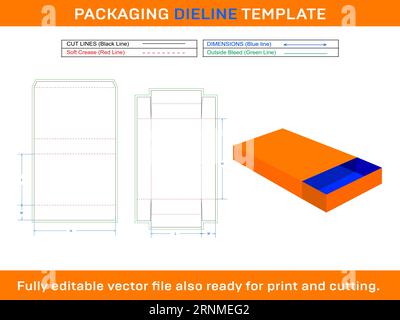 Match Box, Drawer box, sliding box, die line Template, SVG, EPS,PDF. Ai, PNG, JPEG Stock Vector