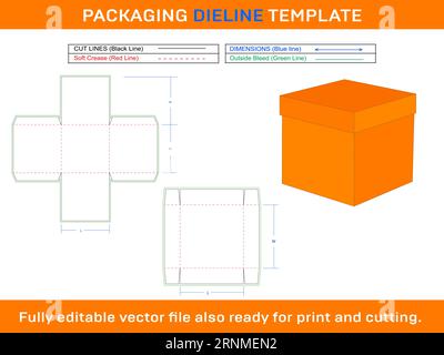 Box With Lid, Gift Box  Die line Template Stock Vector