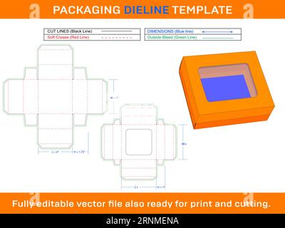 Cookie Box, Dieline Template Stock Vector