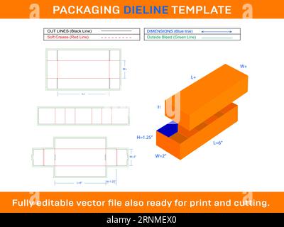 Chocolate Box With Clear Lid and Insert Die line Template Stock Vector