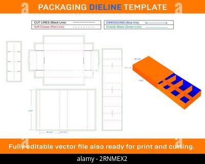 Chocolate Box Sleeve Lid With Insert Die line Template Stock Vector