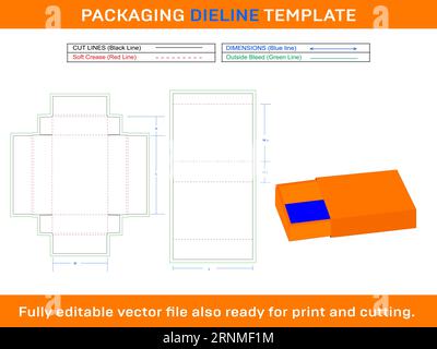 Fire Match Box, Die line Template Stock Vector