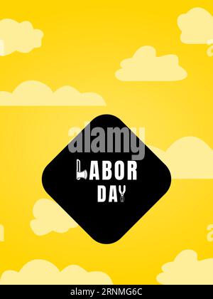 Labor day celebration vector illustration design with tools worker on text. Suitable for banner, digital. Stock Vector