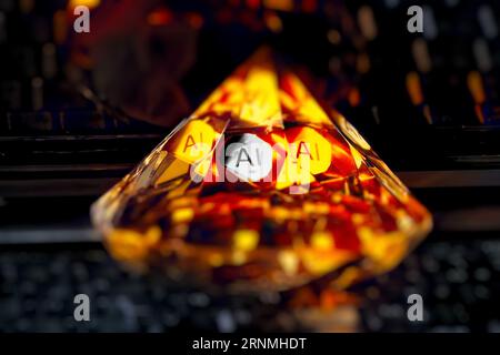 AI, artificial intelligence the new diamond of information technology, colorful image with closeup of laptop and diamond Stock Photo