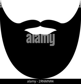 Black beard and moustaches. Male face hair icon Stock Vector