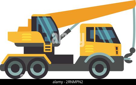 Tow truck flat icon. Crane tower vehicle Stock Vector