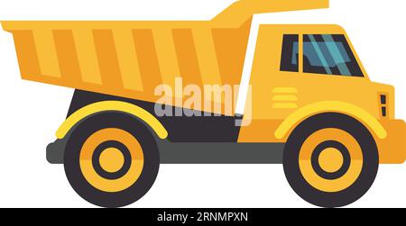 Dump truck flat icon. Heavy construction vehicle Stock Vector