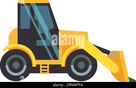 Front loader construction vehicle side view flat icon Stock Vector