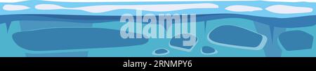 Frozen seamless ground. Cartoon game ice landscape element Stock Vector