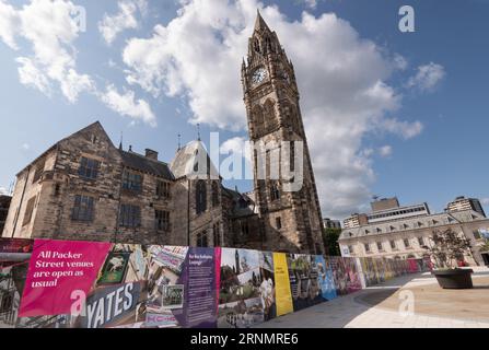 Rochdale's gothic reveival Town Hall. Rochdale Town Hall is a grade one listed building designed by William Crossland and opened in 1871 to symbolise Stock Photo