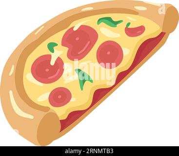 food pepperoni pizza slice minimalistic vector illustration Stock Vector