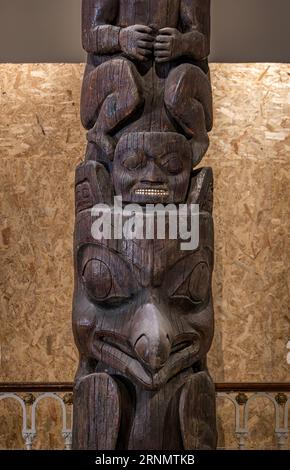 Nisga'a First nation memorial or totem pole return to Canada, National Museum of Scotland, Edinburgh, UK Stock Photo