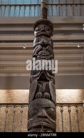 Nisga'a First nation memorial or totem pole return to Canada, National Museum of Scotland, Edinburgh, UK Stock Photo